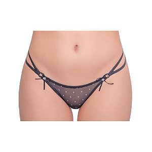 Calcinha Fio Dental Poá Preto Pimenta Sexy