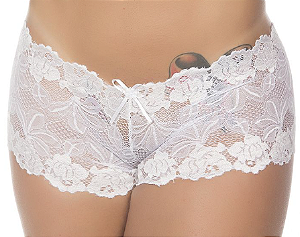 Calcinha Caleçon Renda Branca Pimenta Sexy