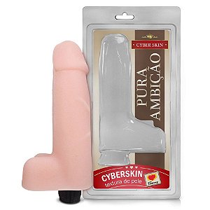 Prótese Com Escroto E Vibro Interno Cyberskin 18 X 5cm Sexy Fantasy