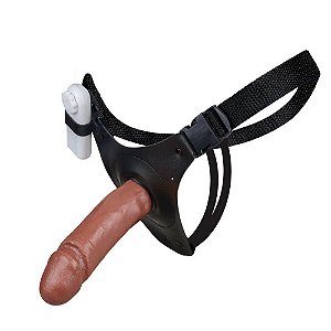 Cinta Com Prótese E Vibro 15 X 4,5cm Chocolate La Pimienta