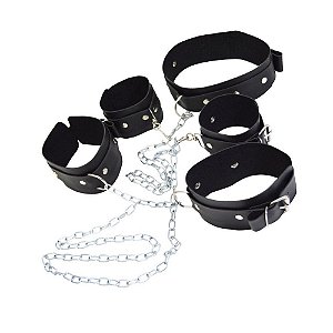 Trio Algema Coleira E Tornozeleira Com Corrente La Pimienta