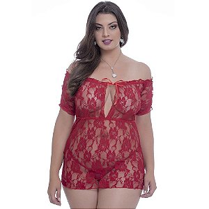 Camisola Plus Size Renda Manga Fofinha Macler