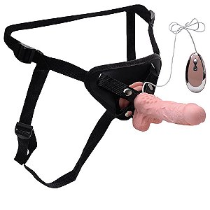 Cinto Ajustável Reforçada Com Pênis Vibrador Vipmix