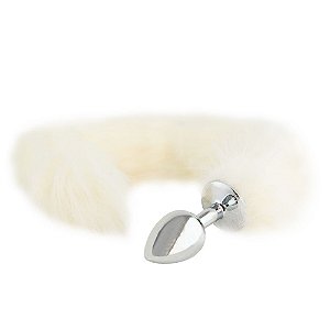 Plug Anal Em Metal Com Cauda Branca Vipmix