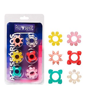 Kit 06 Anéis Peniano Mega Stretch Pau Brasil