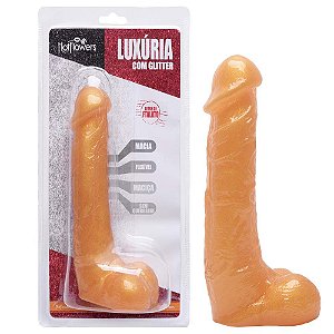 Pênis De Borracha Glitter 18,5 X 4,8cm Hot Flowers