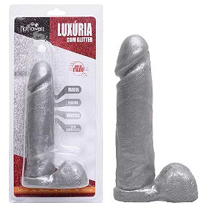 Pênis De Borracha Glitter 19,5 X 5,5cm Hot Flowers