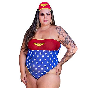 Mini Fantasia Plus Size Mulher Maravilha Body 2 Pimenta Sexy