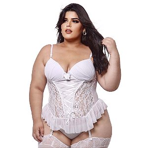 Espartilho Plus Size Bojo Tule Fitilho Macler