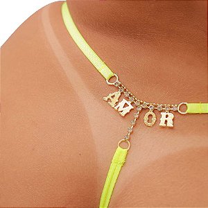 Fio Dental Plus Size Amarelo Neon Strass Tallyta