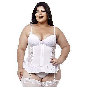 Espartilho Plus Size Microfibra E Renda Macler