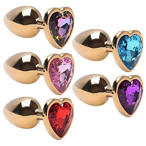 Plug Anal P Aço Dourado Coração Vipmix