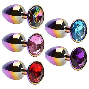 Plug Anal P Aço Colorido Pedra Vipmix