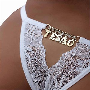 Fio Dental Gis Branca Palavras Strass Tallyta