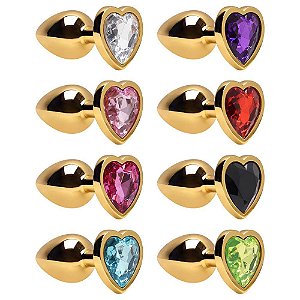 Plug Anal P Coração Dourado 7 X 2,8cm Sexy Import