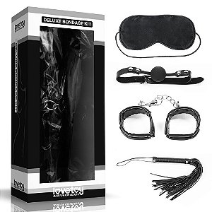 Kit Bondage Máscara Mordaça Venda Chicote Lovetoy Vipmix
