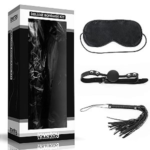 Kit Bondage Mordaça Venda Chicote Lovetoy Vipmix