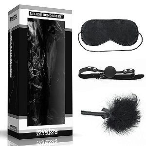 Kit Bondage Mordaça Venda Pluma Lovetoy Vipmix