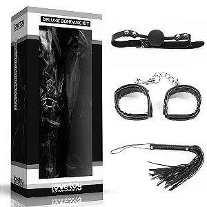 Kit Bondage Mordaça Algema Chicote Lovetoy Vipmix
