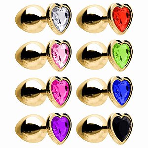 Plug Anal Coração Aço Dourado M Sexy Import