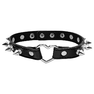 Coleira Choker Coração E Pinos Sexy Import