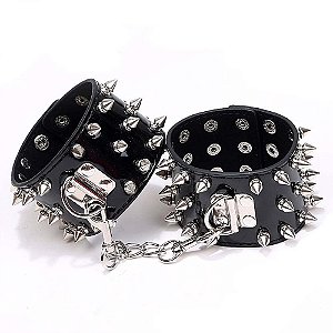 Algema Corrente E Fivelas Spike Luxo Preto Si