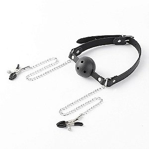 Mordaça Prendedor Mamilos Corrente Sexy Import