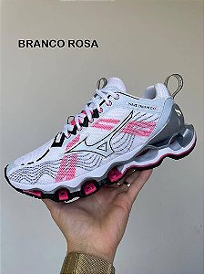 Tênis Mizuno Branco/Rosa Feminino.