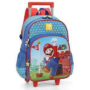 mochila escolar rodinha (super mario )