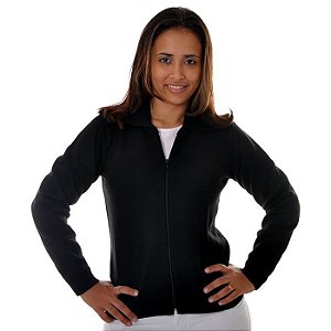 Blusa em Lã Feminina com Zíper e Gola - Preto