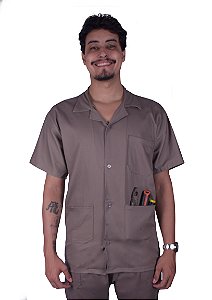 Linha Pro - Jaleco Unissex Aberto Gola Esporte - Brim