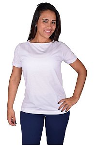 Linha Moda Branca - Camiseta Feminina Manga Curta - Gola Canoa