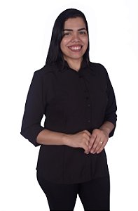 Linha Pro - Camisa  Feminina Social 3/4 em Microfibra