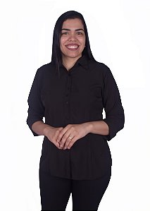Linha Pro - Camisa  Feminina Social 3/4 em TRICOLINE
