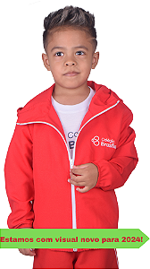 (A)BRA059 - Ed Infantil- Jaqueta Corta Vento C/Capuz - Vermelho