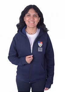 (F)Colégio São Luis - Blusão aberto C/capuz em Mol. Felpado Marinho - CSL044