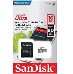 Cartão de Memória Micro SD 16GB 80MB/s Ultra Sandisk