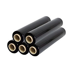 5 Bobinas Filme Stretch 800 metros Sem Tubete Preto