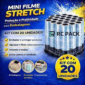 Kit 20 Rolos Filme Stretch Transparente Pequeno 10mm X 120mm