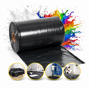 Kit com 3 Bobina Lona Plástica Preta Média 4x20