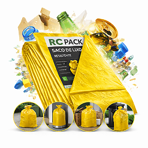 10 pacotes Saco De Lixo 60L Comum - Amarelo 100 un
