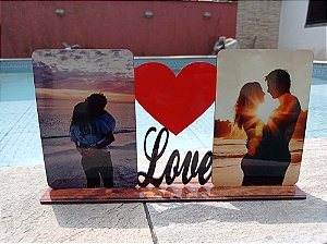 Porta Retrato Love Duplo em mdf