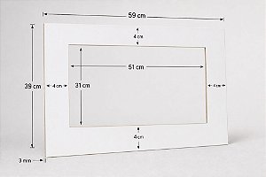 Moldura de MDF Branco 59 × 39 cm com Recorte Central