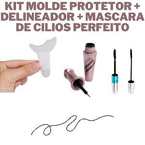 Kit Delineador Queen + Mascara Cilios + Molde Protetor Perfeito