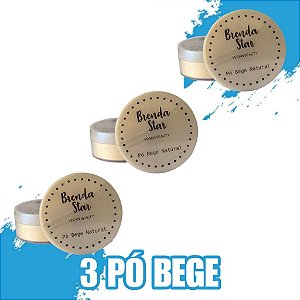 Kit com 03 Pó Solto Translucido  Bege Brenda da Star