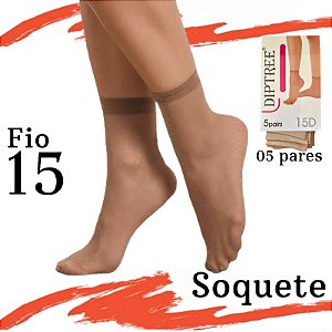 Meia Social Soquete 3/4 Nude com 5 Pares Fio 15