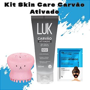 Kit Skin Care Limpa e Remove Impurezas Carvão Ativado- Gel Facial, Máscara Peel Off e Esponja Polvinho1