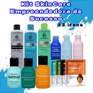Kit Skicare 13 Itens Empreendedora de Sucesso com Água Micelar, Sabonete, Sérum e Sache Di Grezzo