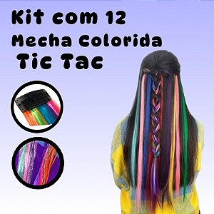 Kit 12 Aplique Colorido Tic Tac Mecha De Cabelo Colorid0,2250