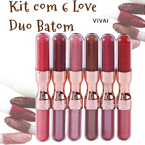 Kit com 06 Batom Líquido e Gloss Duo Love Vivai